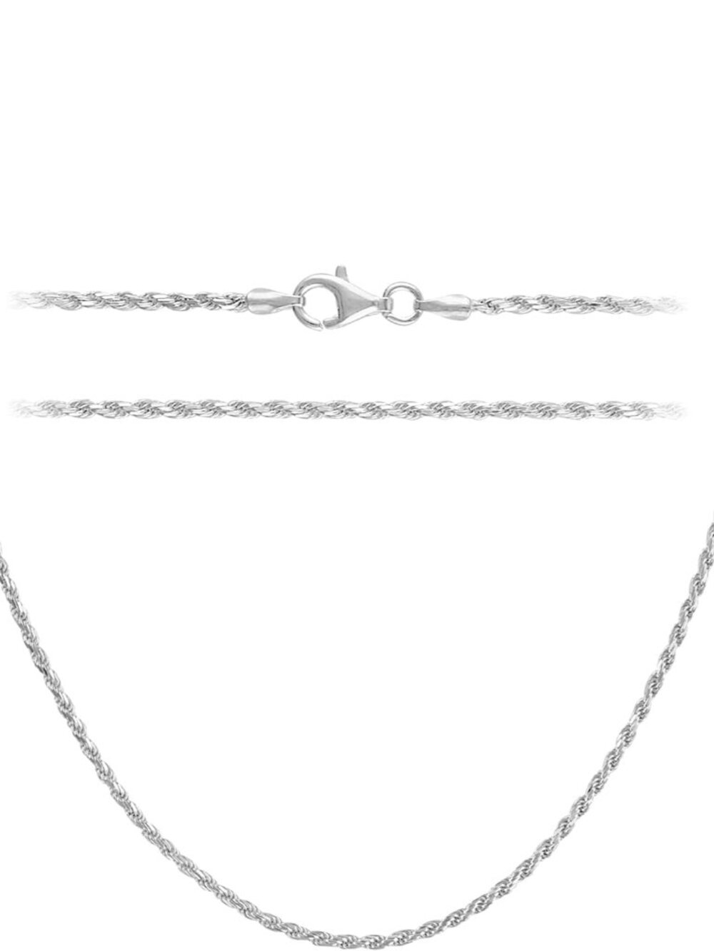 Solid 925 Sterling Diamond Cut 1.6mm Rope Chain Necklace for Women - Italian Mad